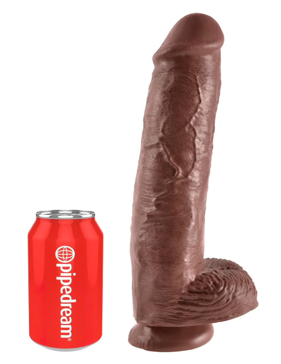 King Cock 11 - nagy tapadókorongos, herés dildó (28cm) - barna King Cock 11 - nagy tapadókorongos, herés dildó (28cm) - barna