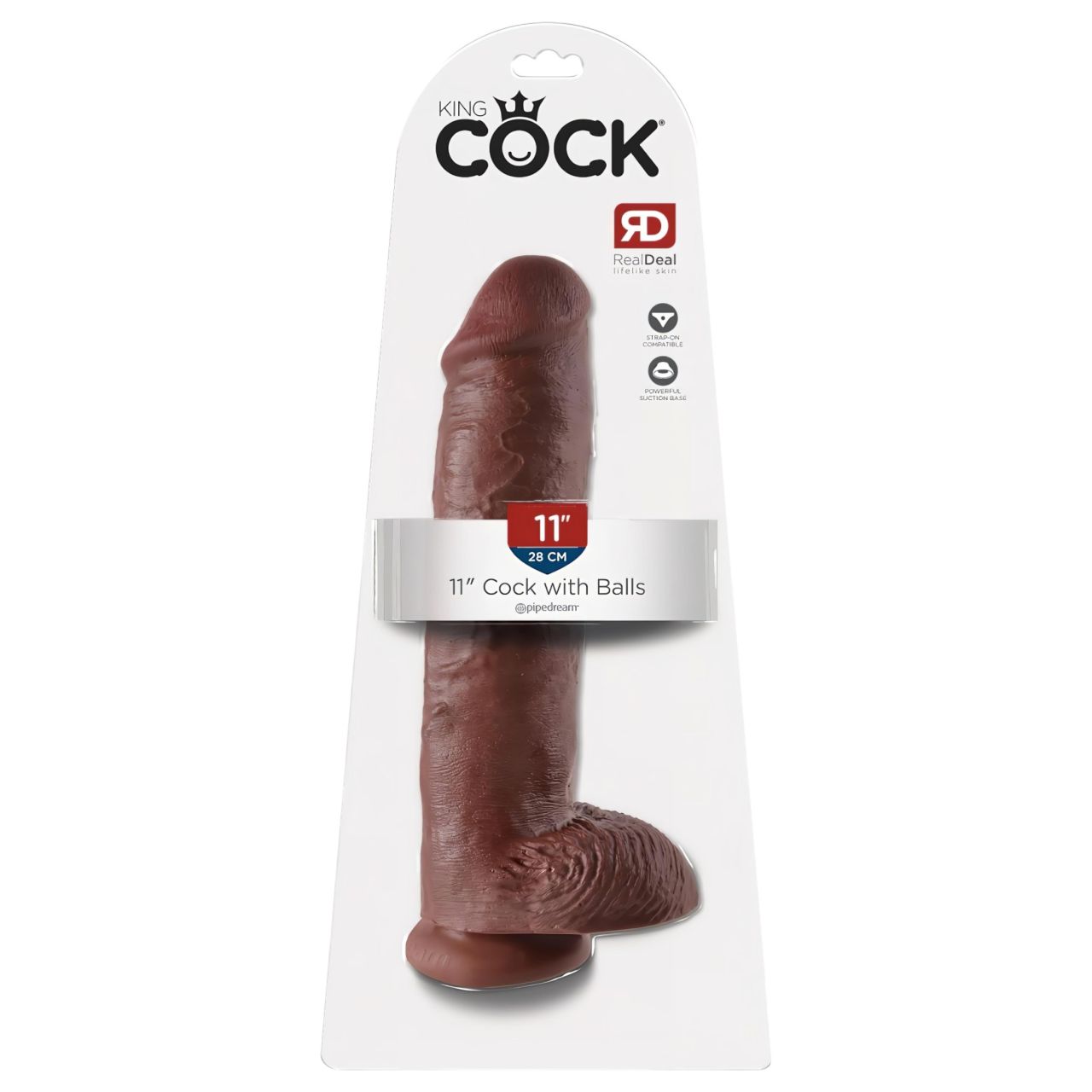 King Cock 11 - nagy tapadókorongos, herés dildó (28cm) - barna King Cock 11 - nagy tapadókorongos, herés dildó (28cm) - barna