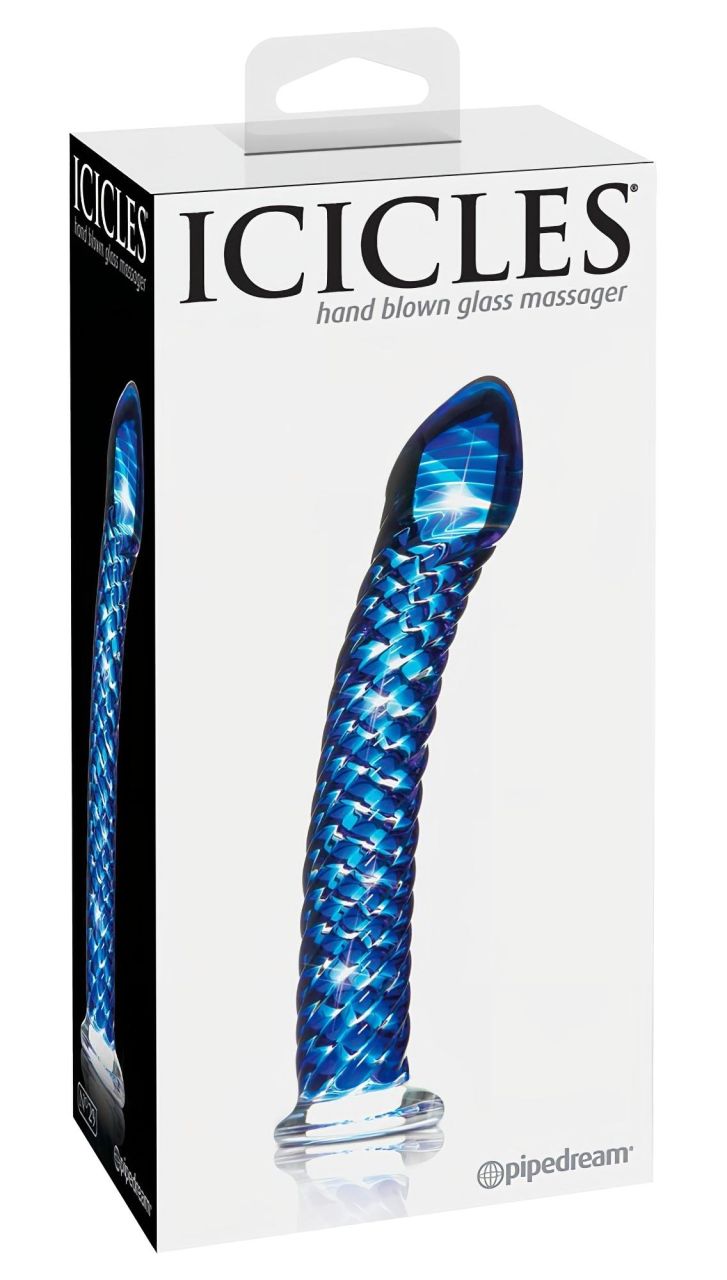 Icicles No. 29 - spirál, pénisz üveg dildó (kék) Icicles No. 29 - spirál, pénisz üveg dildó (kék)