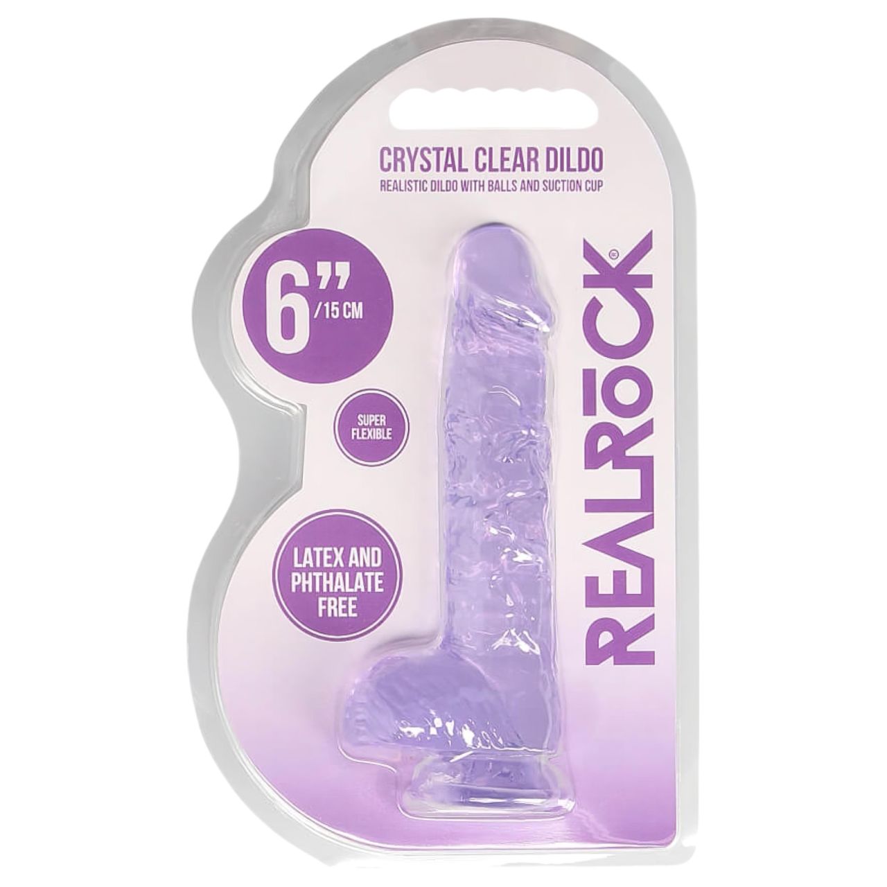REALROCK - átlátszó élethű dildó - lila (15cm) REALROCK - átlátszó élethű dildó - lila (15cm)