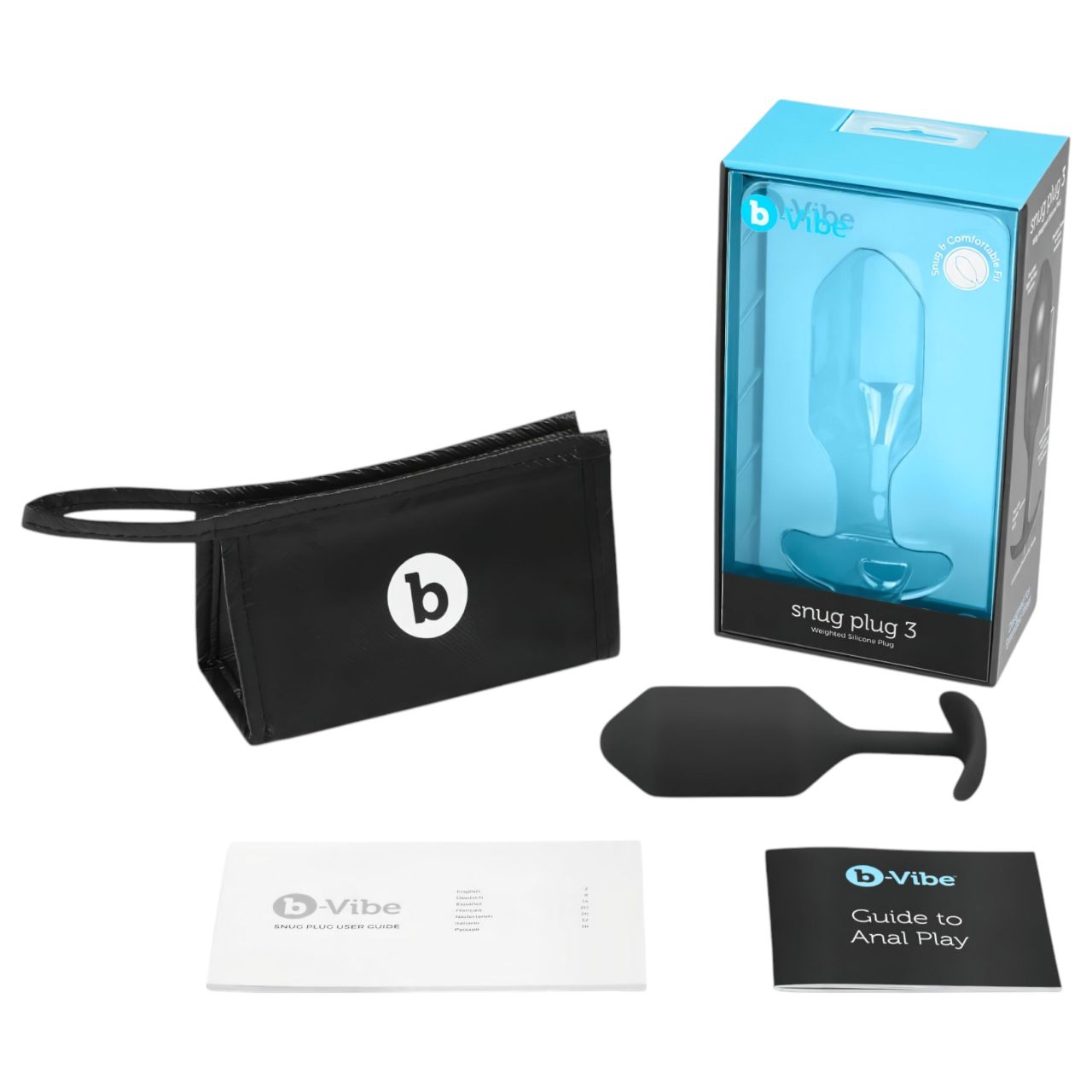 b-vibe Snug Plug 3 - dupla golyós anál plug (180g) - fekete b-vibe Snug Plug 3 - dupla golyós anál plug (180g) - fekete