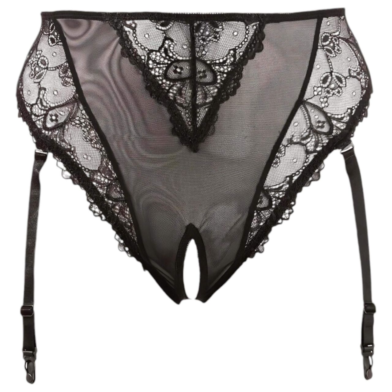 Cottelli Plus Size - csipke harisnyatartós bugyi (fekete) Cottelli Plus Size - csipke harisnyatartós bugyi (fekete)