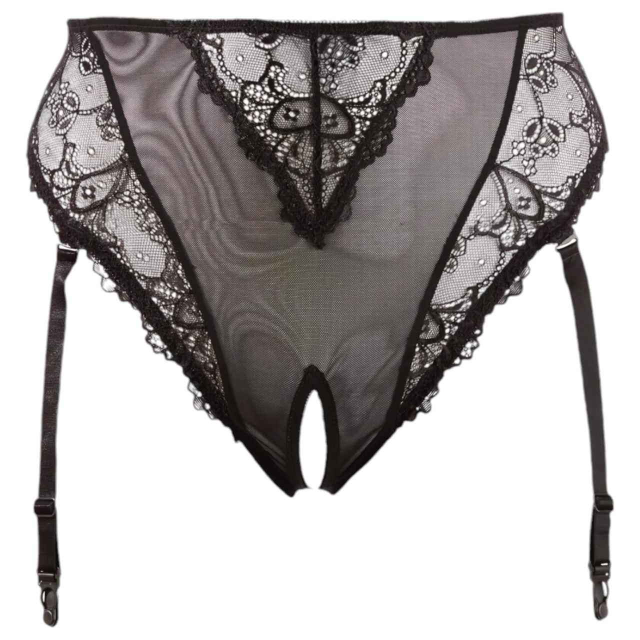Cottelli Plus Size - csipke harisnyatartós bugyi (fekete) Cottelli Plus Size - csipke harisnyatartós bugyi (fekete)