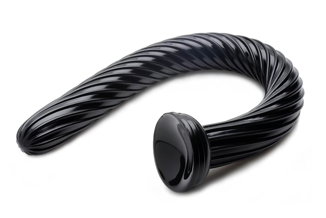Hosed Spiral Anal Snake 19 - tapadókorongos anál dildó (fekete) Hosed Spiral Anal Snake 19 - tapadókorongos anál dildó (fekete)