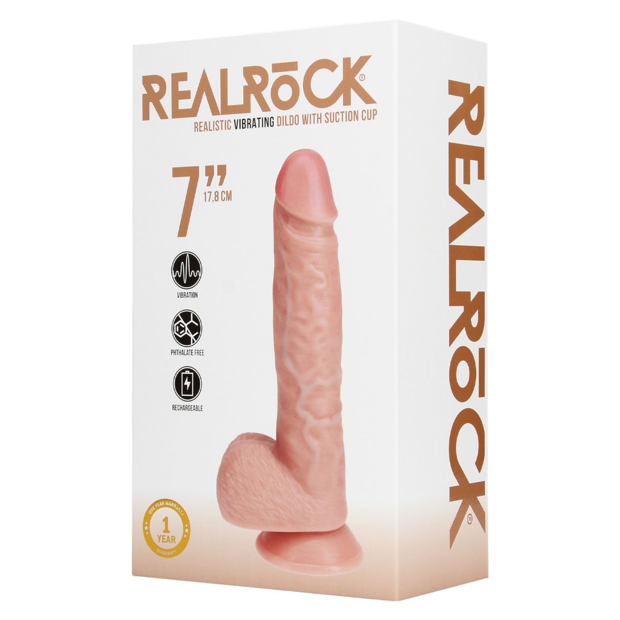 REALROCK - tapadókorongos vibrátor - natúr (18cm) REALROCK - tapadókorongos vibrátor - natúr (18cm)