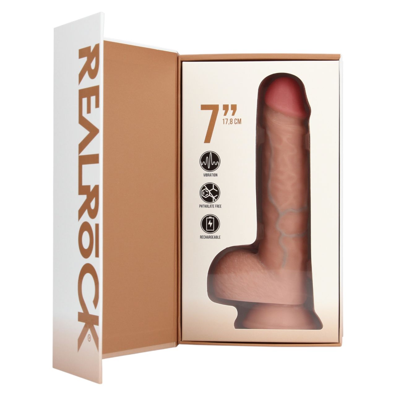 REALROCK - tapadókorongos vibrátor - natúr (18cm) REALROCK - tapadókorongos vibrátor - natúr (18cm)