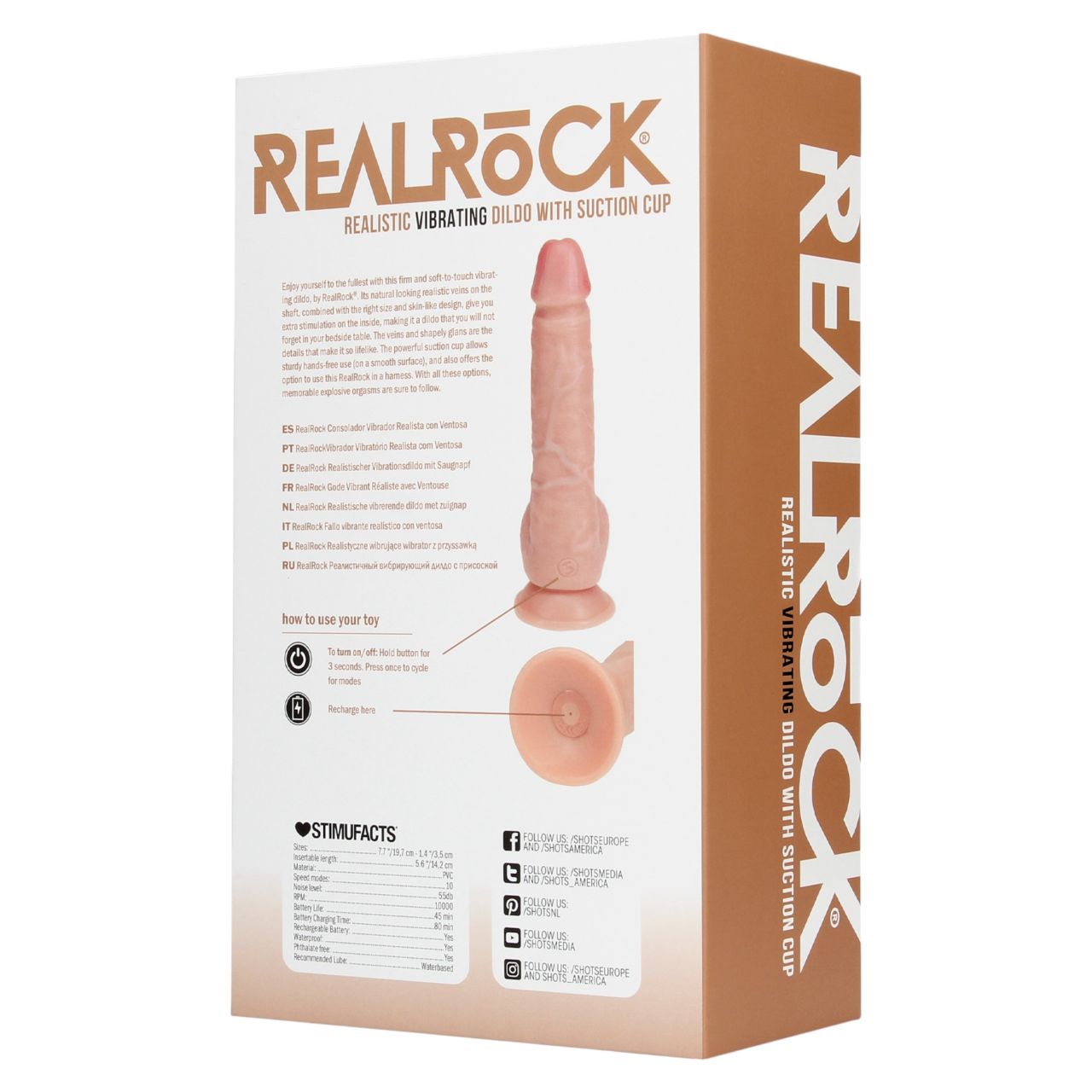 REALROCK - tapadókorongos vibrátor - natúr (18cm) REALROCK - tapadókorongos vibrátor - natúr (18cm)