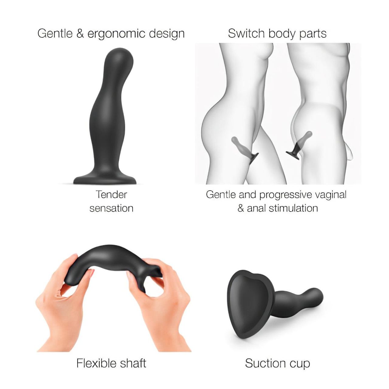 Strap-on-me Curvy S - hullámos, tapadókorongos dildó (fekete) Strap-on-me Curvy S - hullámos, tapadókorongos dildó (fekete)