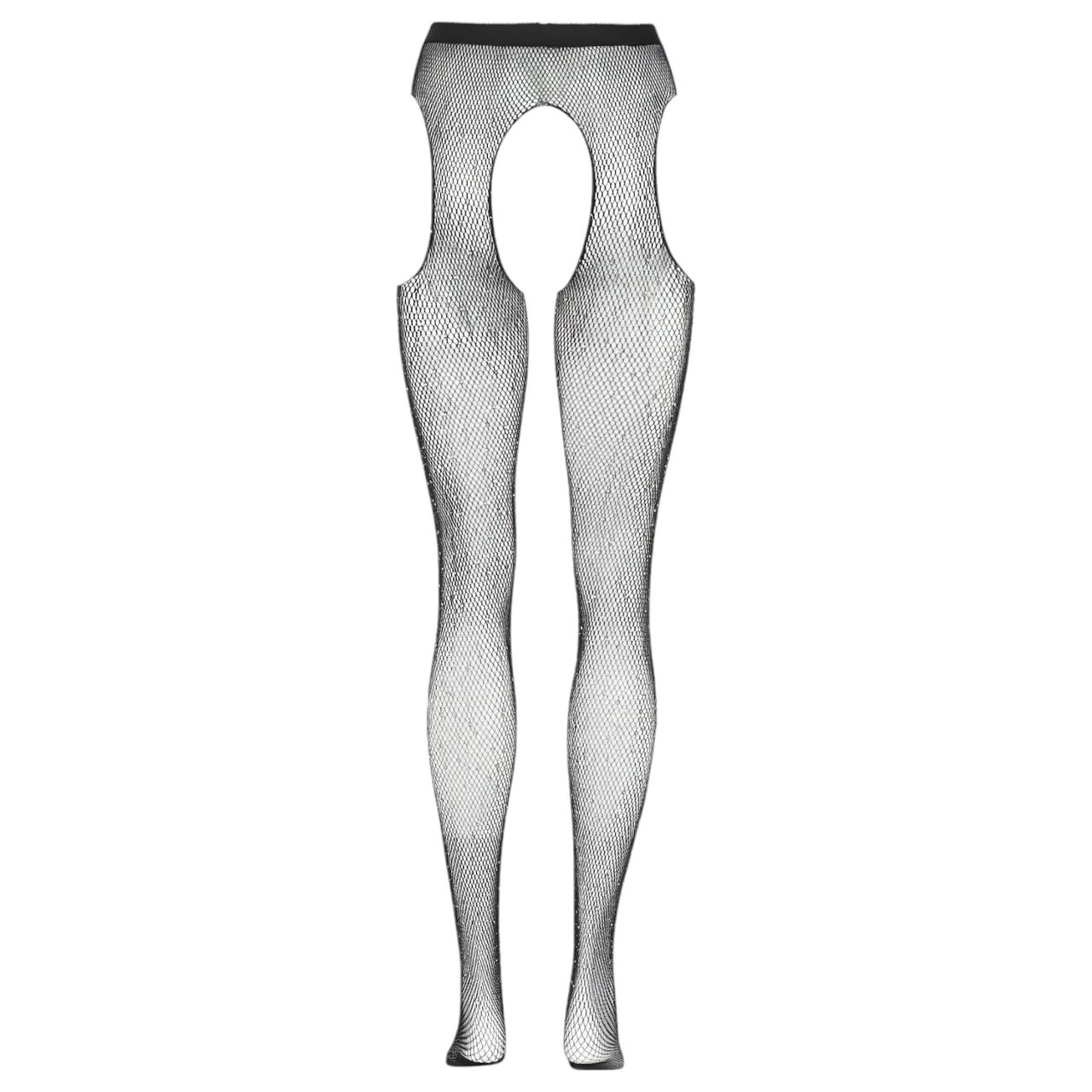 Cottelli Legwear - nyitott, csillogó harisnya - fekete (S-L)