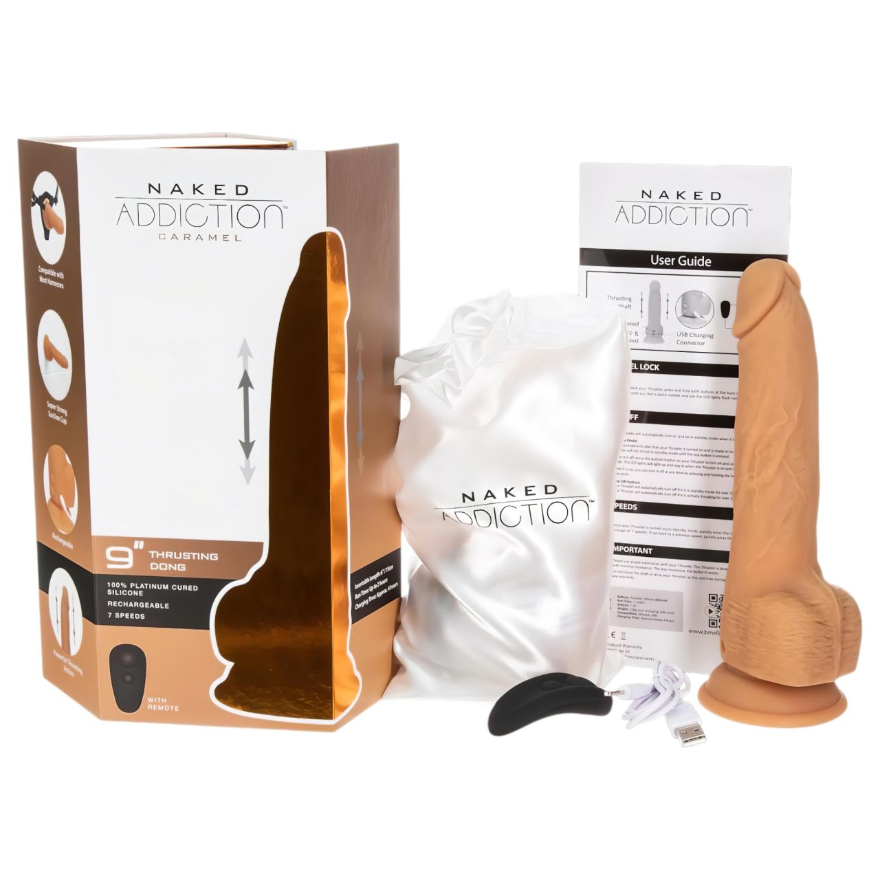 Naked Addiction Thrusting 9 - lökő vibrátor - sötét (23cm) Naked Addiction Thrusting 9 - lökő vibrátor - sötét (23cm)