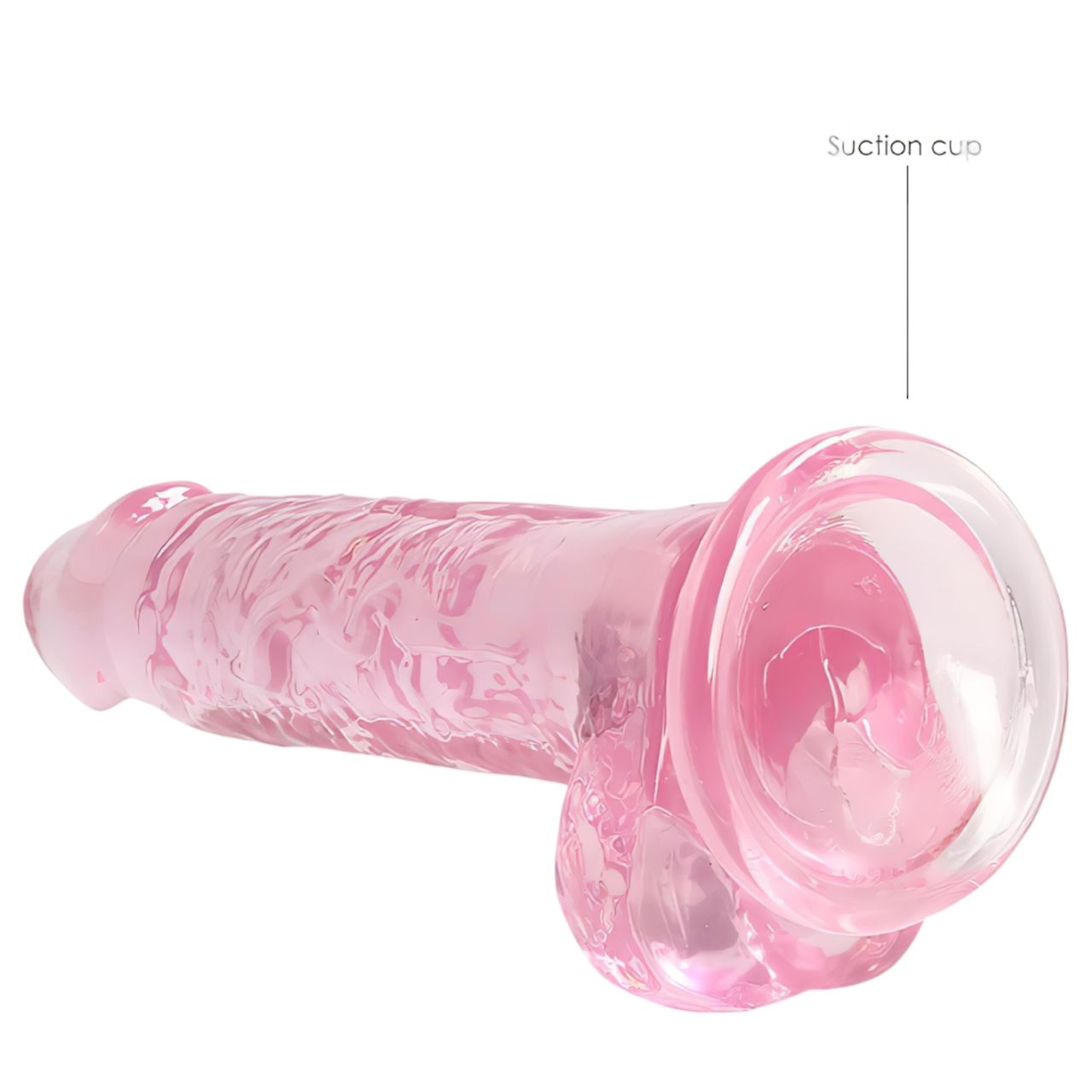 REALROCK - átlátszó élethű dildó - pink (17cm) REALROCK - átlátszó élethű dildó - pink (17cm)