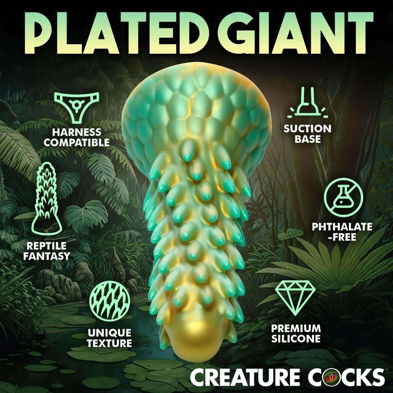 Creature Cocks Stegosaurus - szilikon dildó - 20cm (zöld) Creature Cocks Stegosaurus - szilikon dildó - 20cm (zöld)