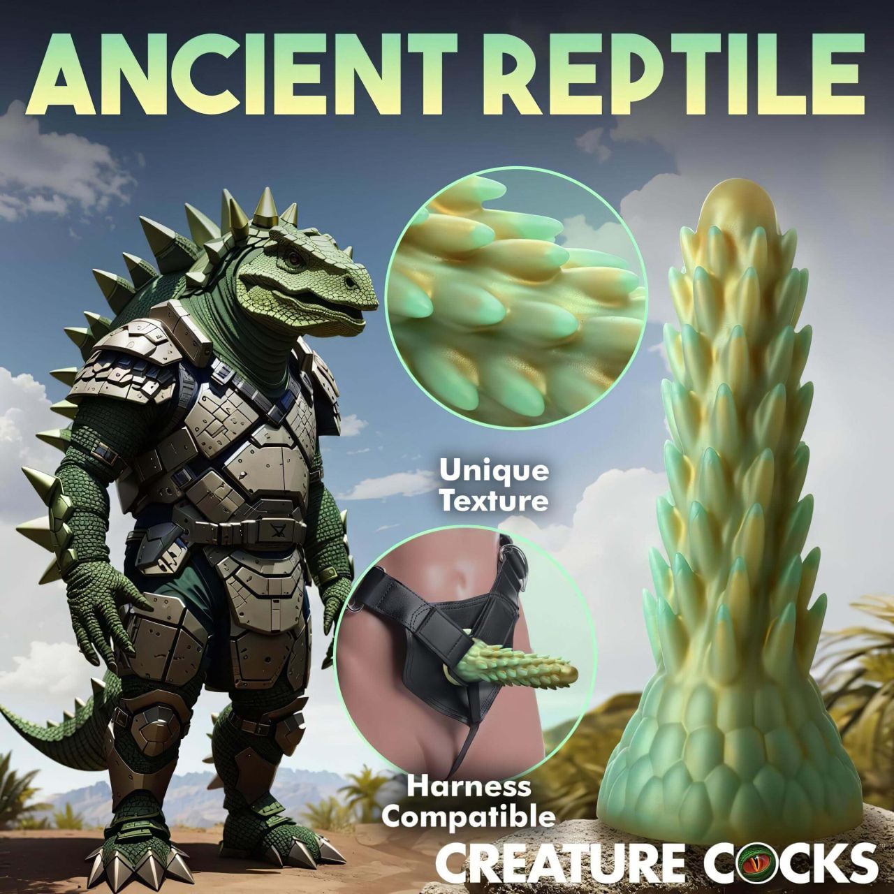 Creature Cocks Stegosaurus - szilikon dildó - 20cm (zöld) Creature Cocks Stegosaurus - szilikon dildó - 20cm (zöld)