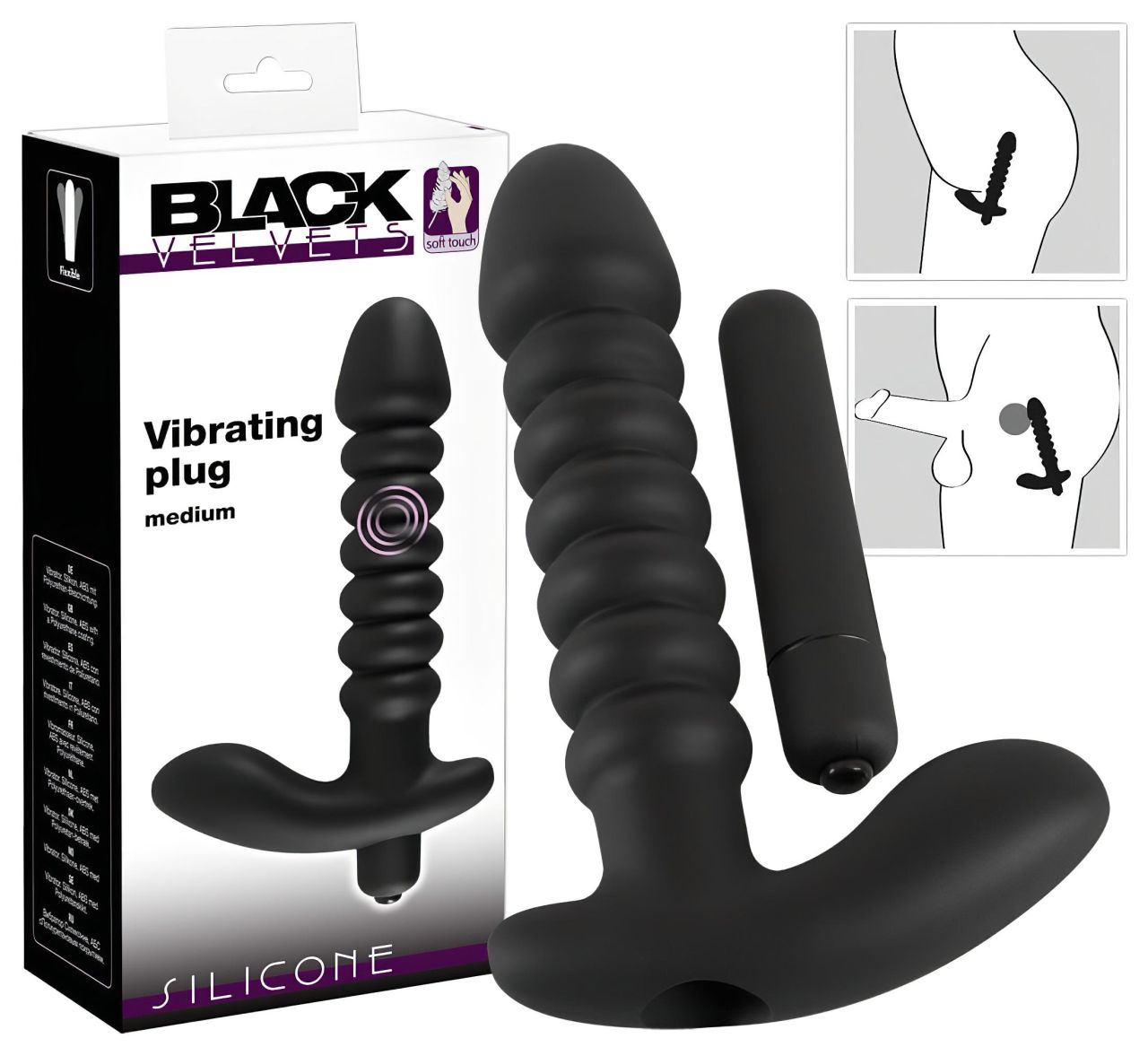 Black Velvets redős vibrátor - közepes (fekete) Black Velvets redős vibrátor - közepes (fekete)