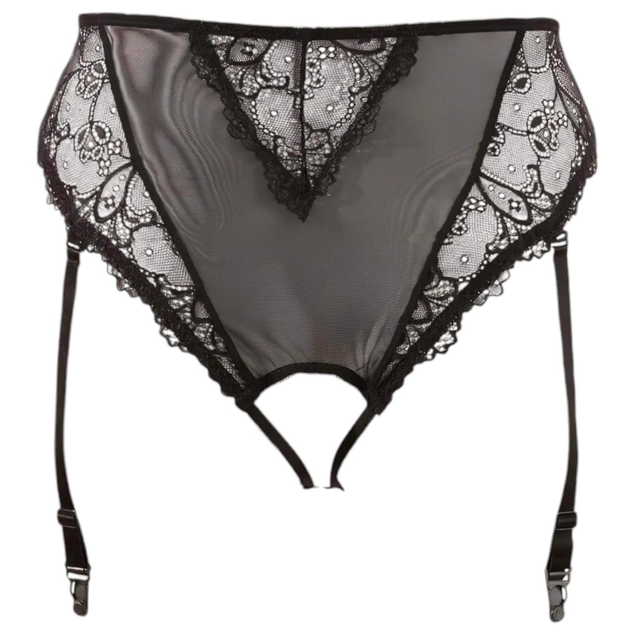 Cottelli Plus Size - csipke harisnyatartós bugyi (fekete) Cottelli Plus Size - csipke harisnyatartós bugyi (fekete)