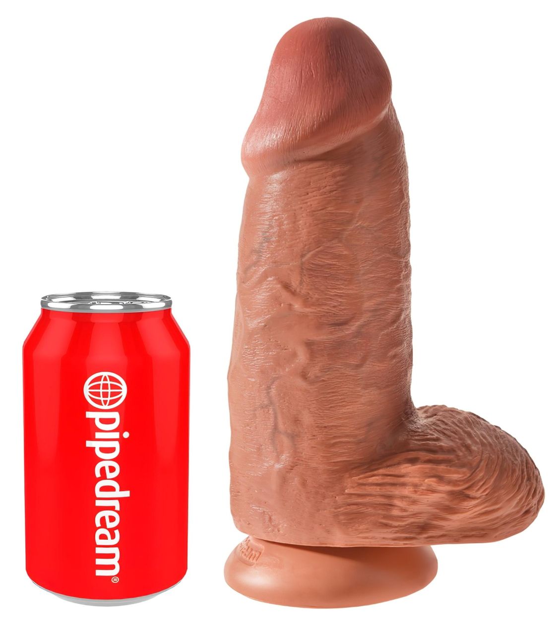 King Cock 9 Chubby - tapadókorongos, dildó (23 cm) - sötét natúr