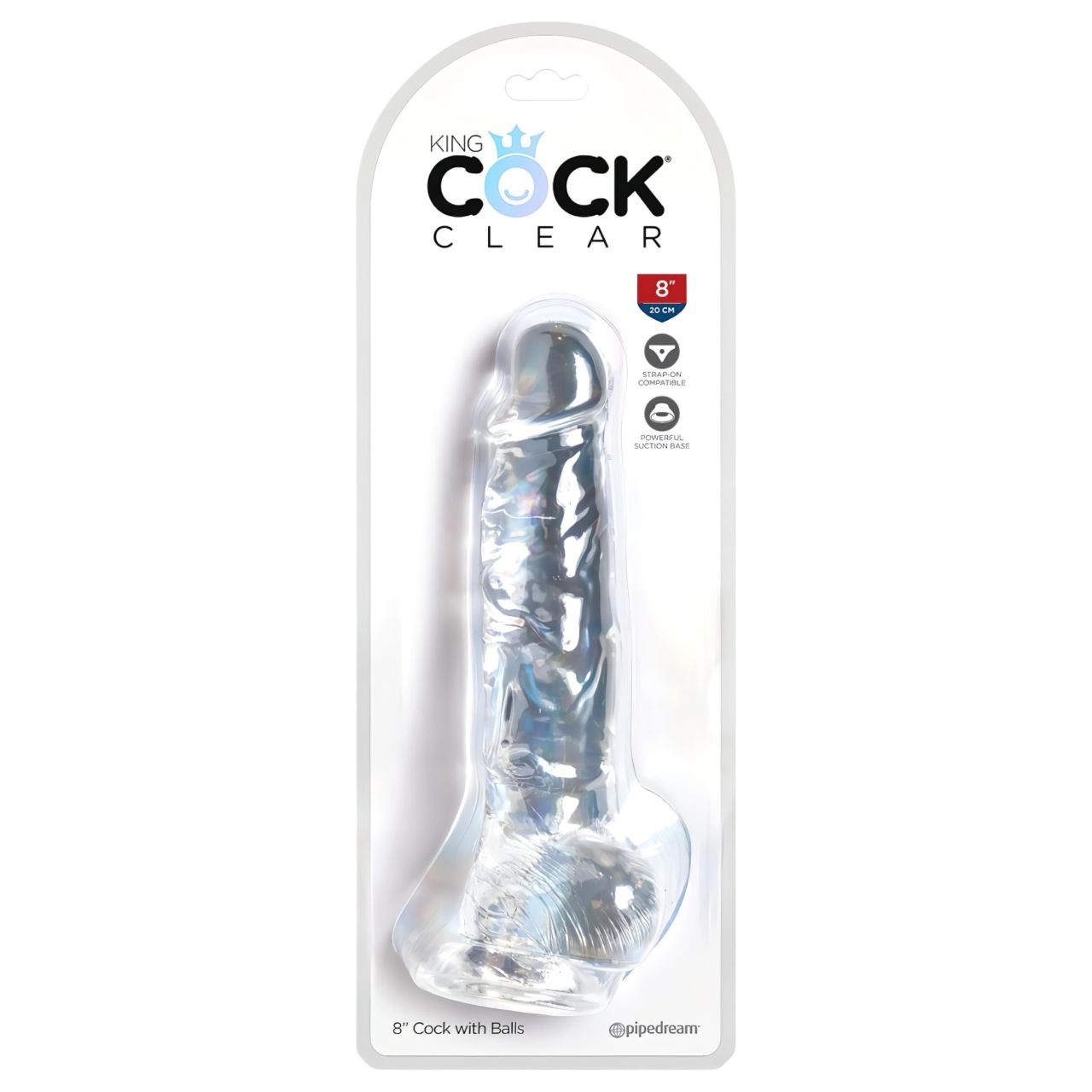 King Cock Clear 8 - tapadókorongos, herés dildó (20cm) King Cock Clear 8 - tapadókorongos, herés dildó (20cm)