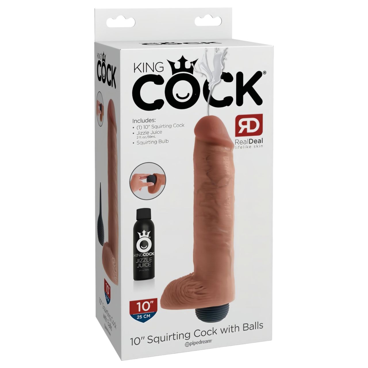 King Cock 10 - élethű spriccelő dildó (25cm) - natúr King Cock 10 - élethű spriccelő dildó (25cm) - natúr