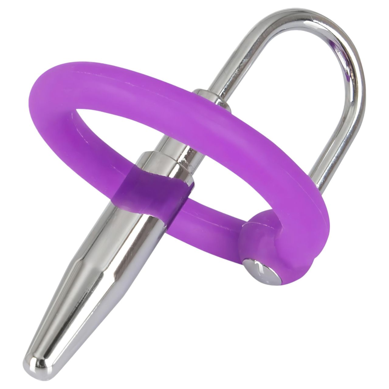 Penisplug - szilikon makkgyűrű kúpos dilátorrall (lila-ezüst) Penisplug - szilikon makkgyűrű kúpos dilátorrall (lila-ezüst)