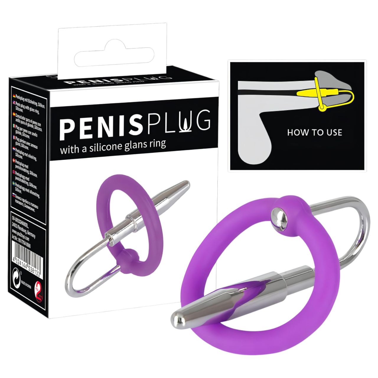Penisplug - szilikon makkgyűrű kúpos dilátorrall (lila-ezüst) Penisplug - szilikon makkgyűrű kúpos dilátorrall (lila-ezüst)