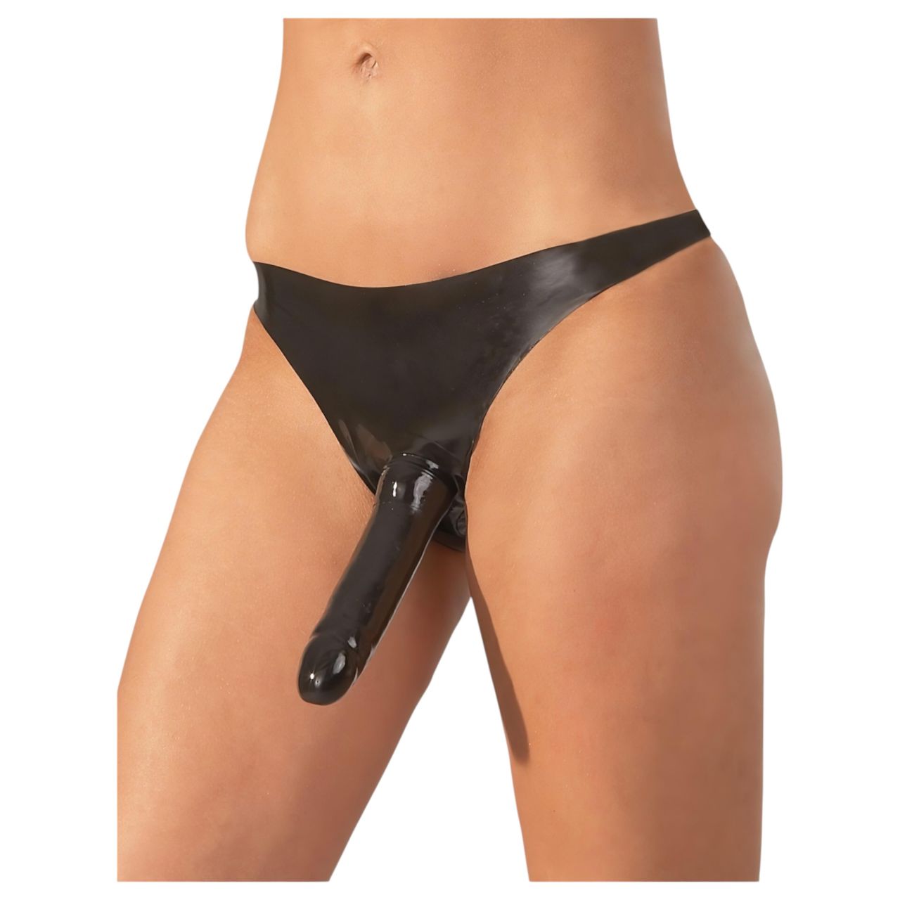 LATEX - alsó külső dildóval - fekete (S-L) LATEX - alsó külső dildóval - fekete (S-L)