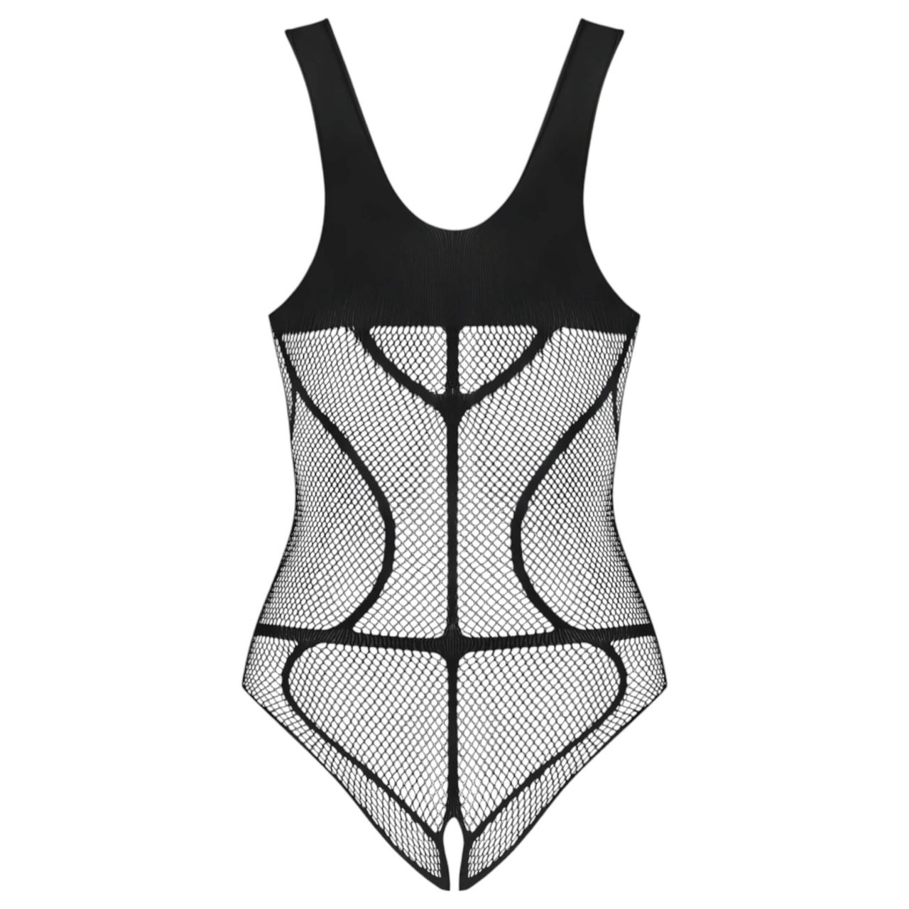 Obsessive B336 - átlátszó, nyitott necc body (fekete) - S-L