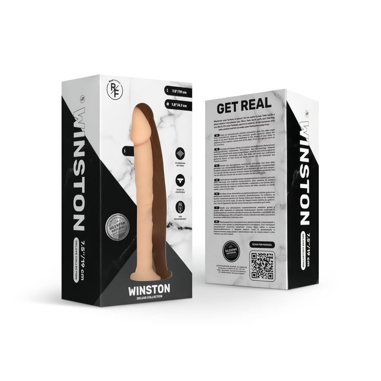 Real Fantasy Winston - tapadókorongos vibrátor - 19cm (natúr) Real Fantasy Winston - tapadókorongos vibrátor - 19cm (natúr)