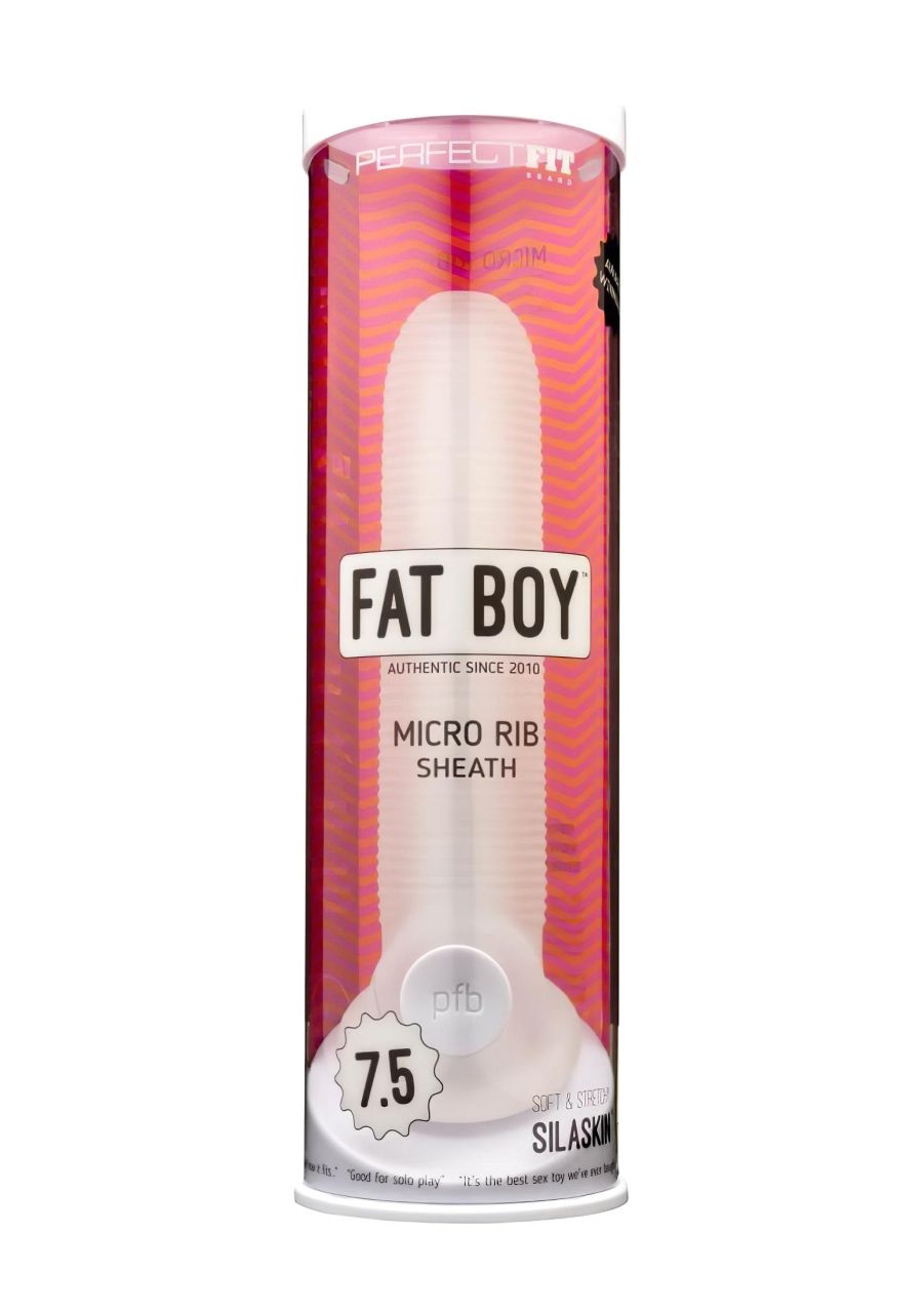 Fat Boy Micro Ribbed - péniszköpeny (19cm) - fehér Fat Boy Micro Ribbed - péniszköpeny (19cm) - fehér