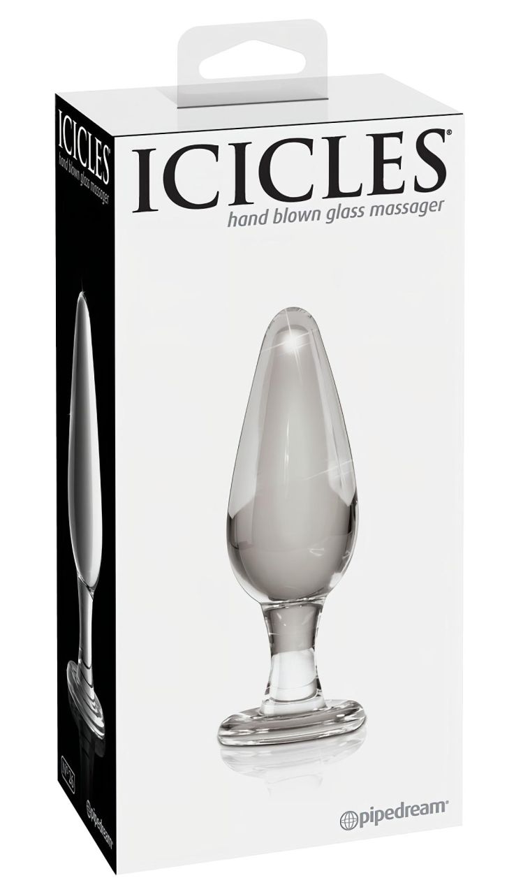 Icicles No. 26 - kúpos, üveg anál plug (átlátszó)
