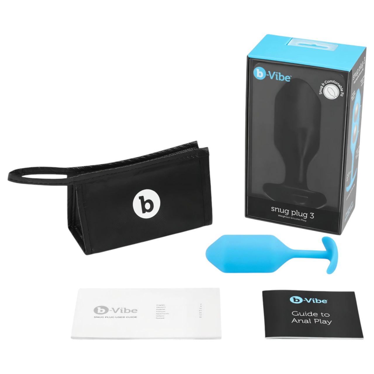 b-vibe Snug Plug 3 - dupla golyós anál plug (180g) - kék b-vibe Snug Plug 3 - dupla golyós anál plug (180g) - kék