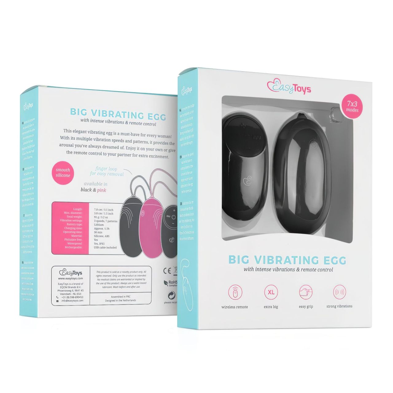 Easytoys - akkus, vízálló, rádiós vibrációs tojás (fekete) Easytoys - akkus, vízálló, rádiós vibrációs tojás (fekete)