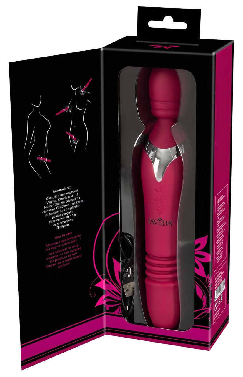 Javida Thrusting - 3in1 masszírozó vibrátor (piros) Javida Thrusting - 3in1 masszírozó vibrátor (piros)