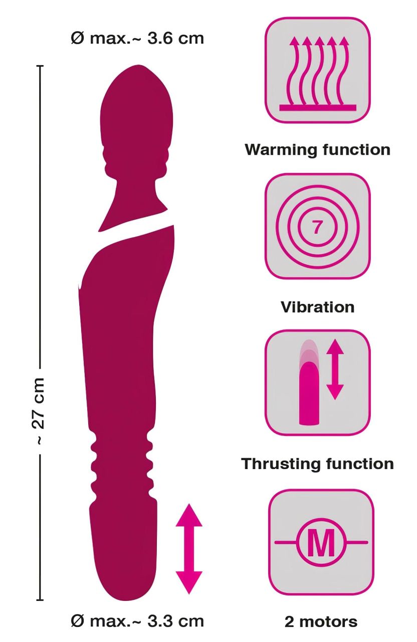 Javida Thrusting - 3in1 masszírozó vibrátor (piros) Javida Thrusting - 3in1 masszírozó vibrátor (piros)