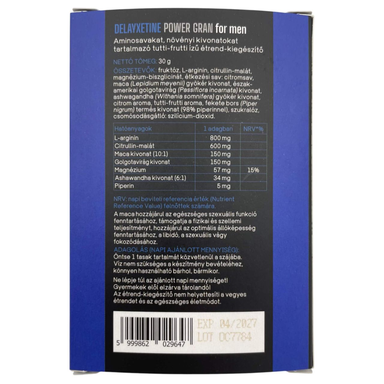 Delayxetine - étrend kiegészítő zselé férfiaknak (7 tasak) Delayxetine - étrend kiegészítő zselé férfiaknak (7 tasak)