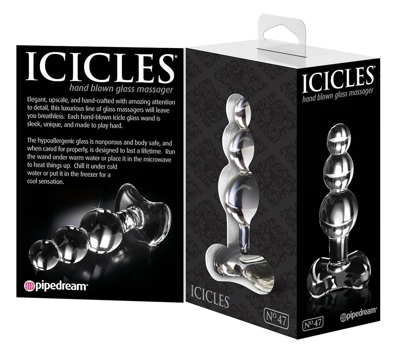 Icicles No. 47 - tripla gyöngyös, üveg anál plug (átlátszó) Icicles No. 47 - tripla gyöngyös, üveg anál plug (átlátszó)
