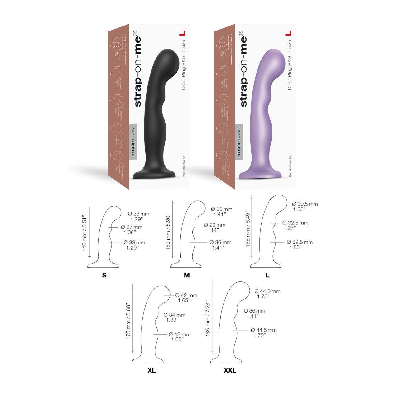 Strap-on-me P&G S - hajlított, tapadókorongos dildó (lila)