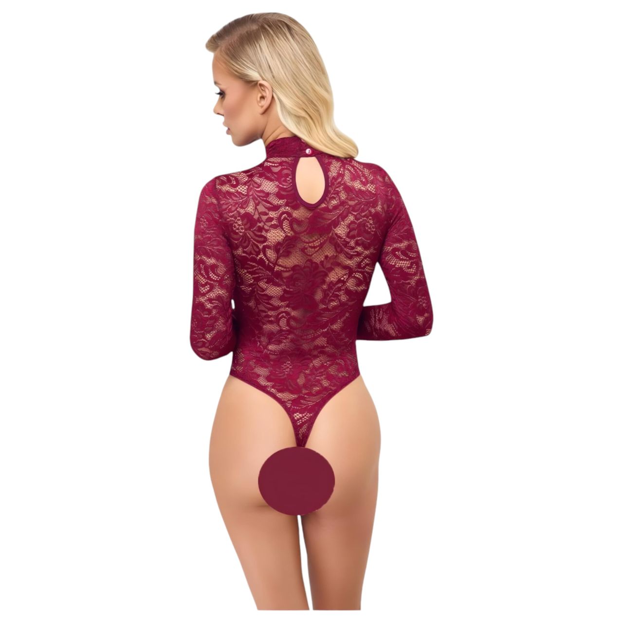 / Cottelli - átlátszó csipke body (piros)