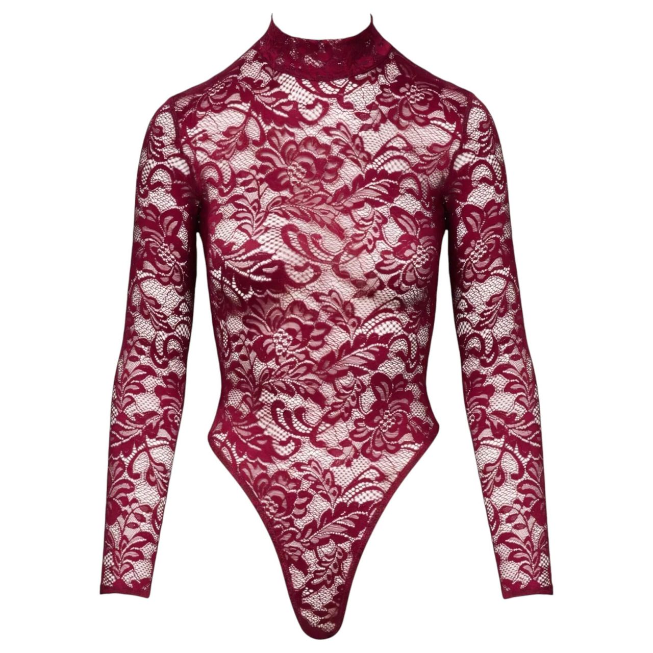 / Cottelli - átlátszó csipke body (piros)