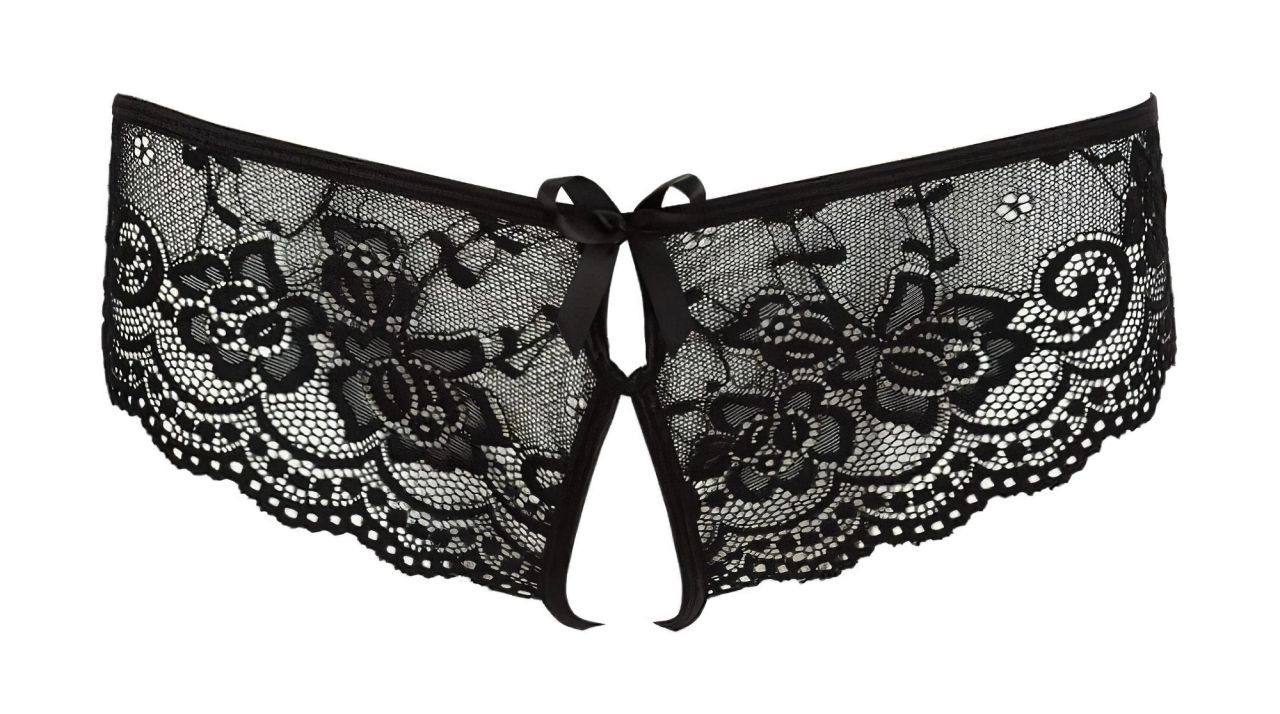 Cottelli - csipkés masnis nyitott női bugyi (fekete) Cottelli - csipkés masnis nyitott női bugyi (fekete)