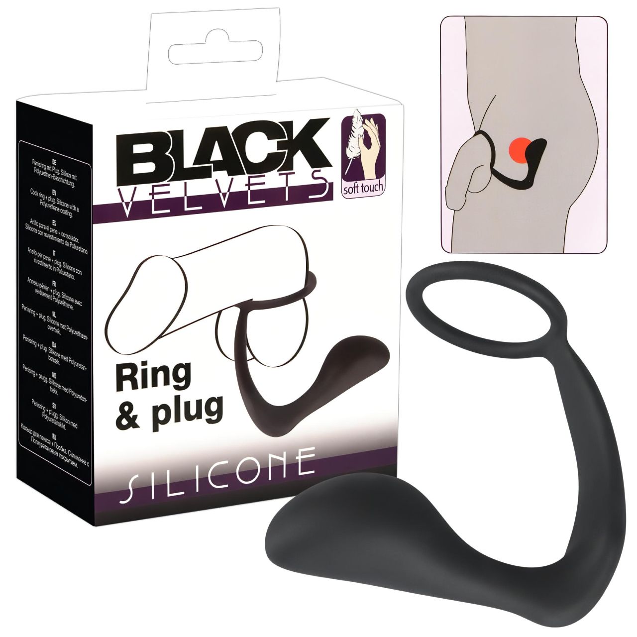 Black Velvets - anál plug péniszgyűrűvel (fekete) Black Velvets - anál plug péniszgyűrűvel (fekete)