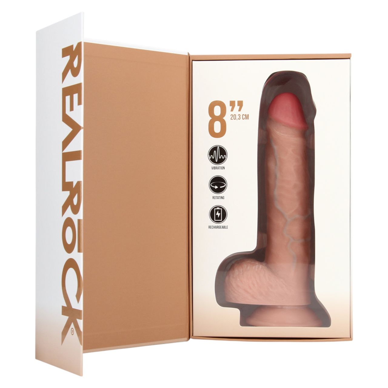 REALROCK - forgó vibrátor - natúr (20,5cm) REALROCK - forgó vibrátor - natúr (20,5cm)