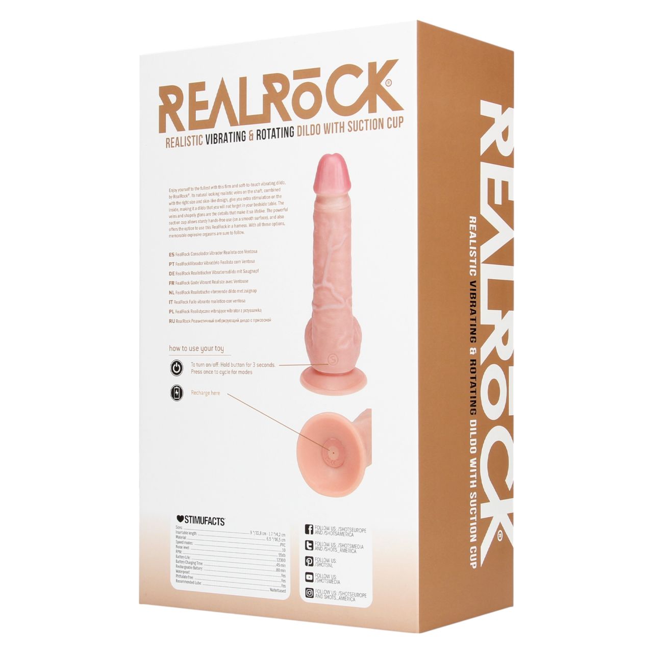 REALROCK - forgó vibrátor - natúr (20,5cm) REALROCK - forgó vibrátor - natúr (20,5cm)