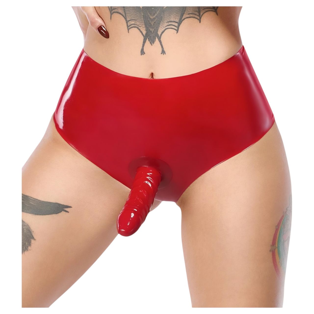 LATEX - alsó élethű dildóval (piros) LATEX - alsó élethű dildóval (piros)