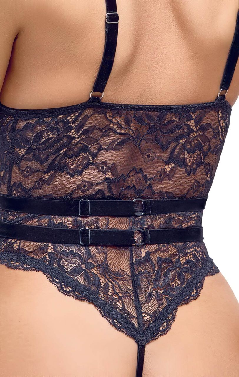 Cottelli - nyitott, pántos szexbody (fekete) Cottelli - nyitott, pántos szexbody (fekete)