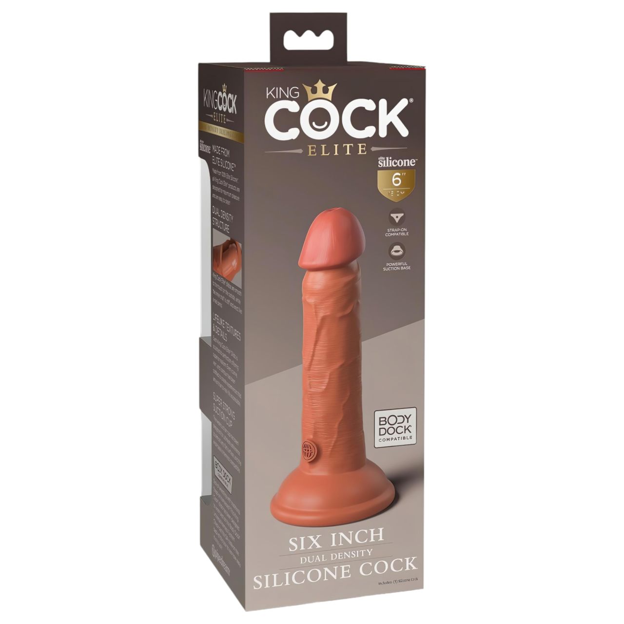 King Cock Elite 6 - tapadókorongos, élethű dildó (15cm) - sötét King Cock Elite 6 - tapadókorongos, élethű dildó (15cm) - sötét