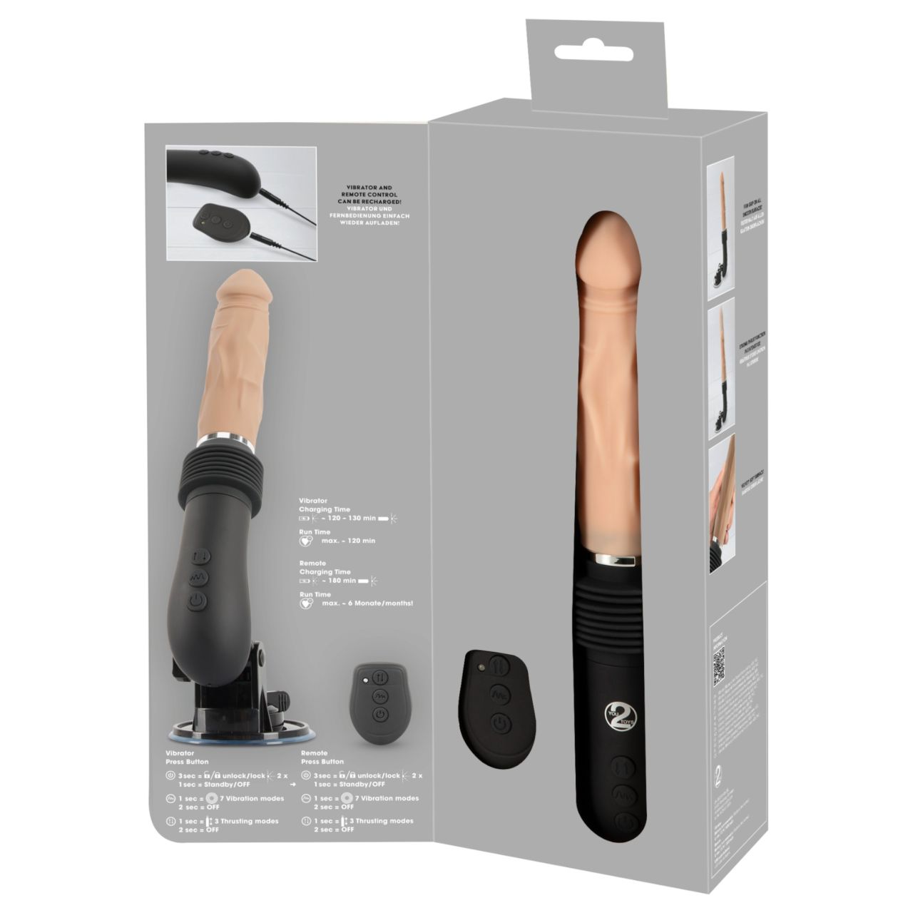 You2Toys RC Fucking Machine Flesh - lökő vibrátor (fekete) You2Toys RC Fucking Machine Flesh - lökő vibrátor (fekete)