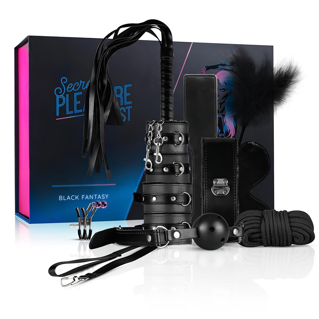 Secret Pleasure Chest - haladó BDSM készlet - 14 részes (fekete) Secret Pleasure Chest - haladó BDSM készlet - 14 részes (fekete)