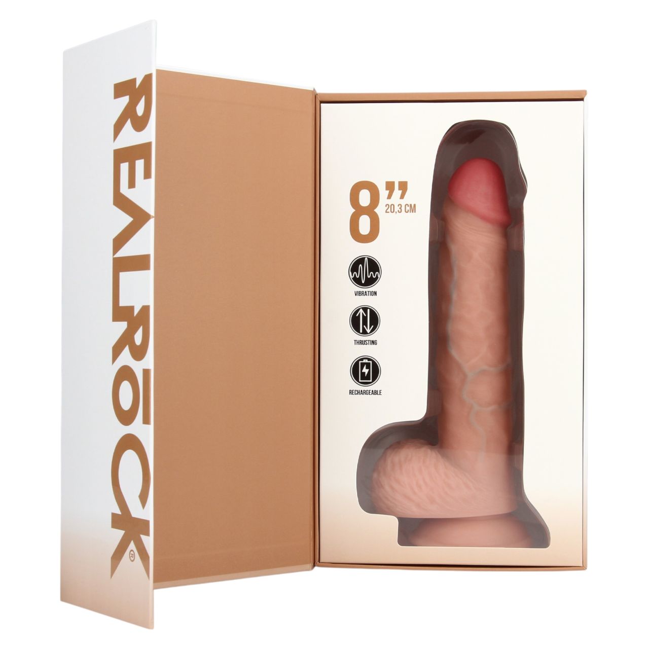 RealRock - tapadókorongos lökő vibrátor - natúr (20,5cm)