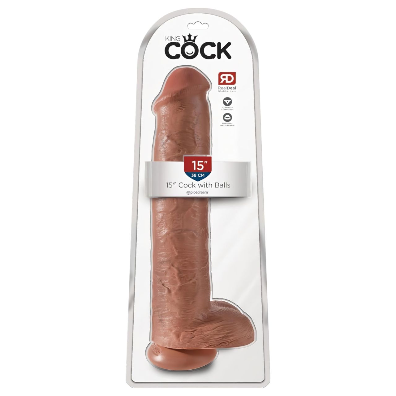 King Cock 15 - óriás dildó (38cm) - sötét natúr King Cock 15 - óriás dildó (38cm) - sötét natúr