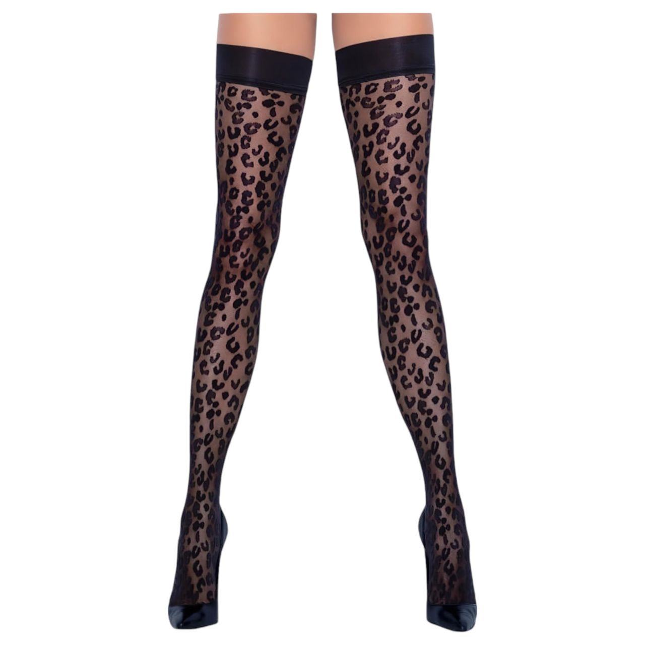 Cottelli Legwear - párduc mintás combfix (fekete) Cottelli Legwear - párduc mintás combfix (fekete)